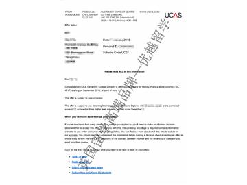 2018offer：恭喜苏同学获得伦敦大学学院历史、政治和经济学专业硕士通知书
