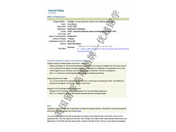 2018offer：恭喜于同学获得帝国理工学院高等材料工程专业硕士通知书