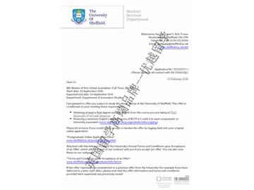 2018offer：恭喜张同学获得谢菲尔德大学全球新闻专业硕士通知书