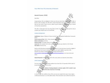 2018offer：恭喜吴同学获得华威大学商业咨询专业硕士通知书