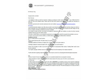 2018offer：恭喜吴同学获得爱丁堡大学社会心理学专业硕士通知书