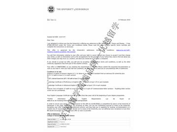 2018offer：恭喜刘同学获得爱丁堡大学艺术史专业硕士通知书