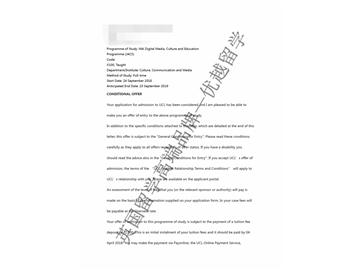 2018offer：恭喜丁同学获得伦敦大学学院商务分析专业硕士通知书