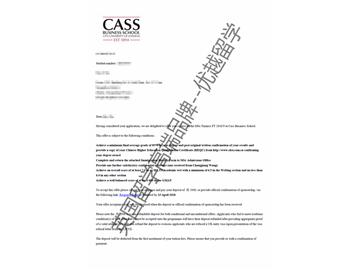 2018offer：恭喜朱同学获得卡斯商学院金融学专业硕士通知书