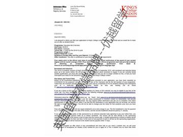 2018offer：恭喜刘同学获得伦敦大学国王学院教育学专业硕士通知书
