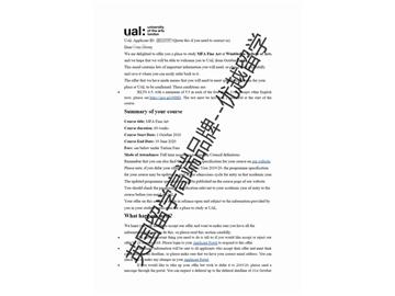 2018offer：恭喜苏同学获得伦敦艺术大学纯艺术专业硕士通知书