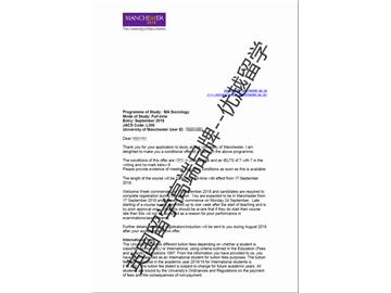 2018offer：恭喜张同学获得曼彻斯特大学社会学专业硕士通知书