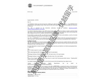 2018offer：恭喜张同学获得爱丁堡大学公共健康专业硕士通知书