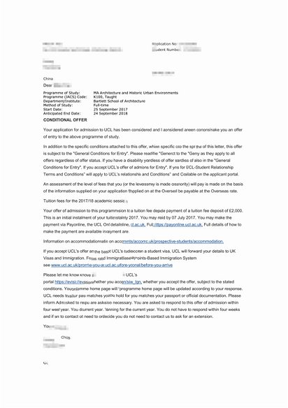 2018offer：恭喜韩同学获得伦敦大学建筑与历史城市环境专业硕士通知书