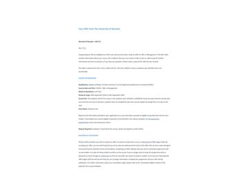 2019offer：恭喜丁同学获得华威大学（世界排名：54）管理学专业硕士通知书