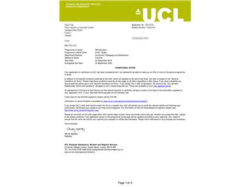 2019offer：恭喜李同学获得伦敦大学学院（世界排名：8）教育学专业硕士通知书