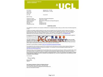 2019offer：恭喜韩同学获得伦敦大学学院(世界排名：10)项目与企业管理专业硕士通知书