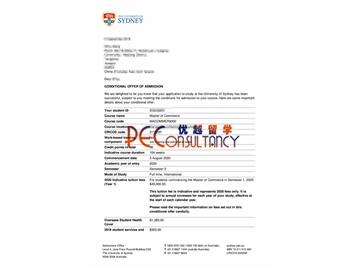 2020offer：恭喜刘同学获得悉尼大学(世界排名：42)商学硕士通知书