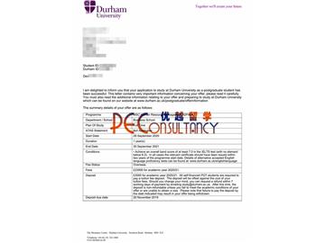 2020offer：恭喜刘同学获得杜伦大学(世界排名：78)人力资源管理专业硕士通知书