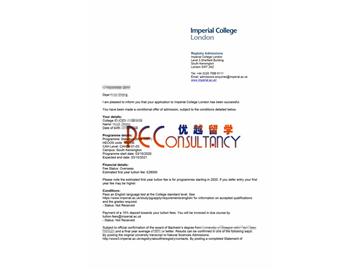 2020offer：恭喜李同学获得帝国理工学院(世界排名：9)统计学专业硕士通知书