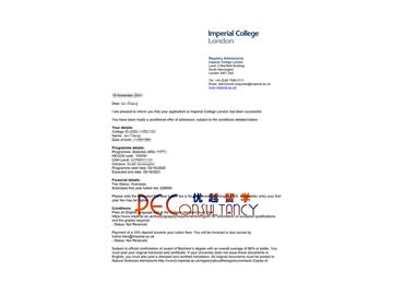 2020offer：恭喜王同学获得帝国理工学院(世界排名：9)统计学(数据科学)专业硕士通知书