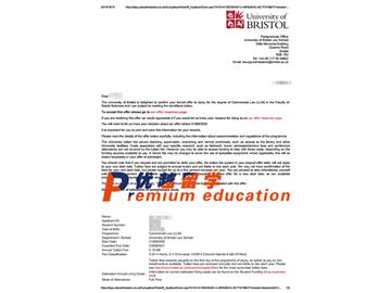 2020offer：恭喜周同学获得布里斯托大学(世界排名：49)商法专业硕士通知书