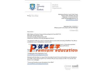 2020offer：恭喜赵同学获得谢菲尔德大学(世界排名：78)会计与金融专业通知书