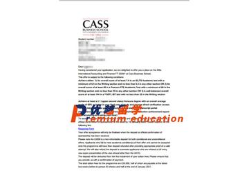 2020offer：恭喜张同学获得卡斯商学院(世界专排50-100)国际会计与金融专业硕士通知书
