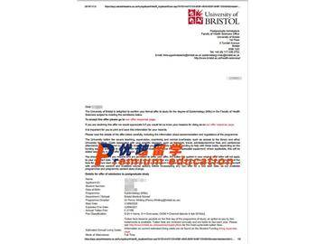 2020offer：恭喜汤同学获得布里斯托大学(世界排名：49)流行病学专业硕士通知书