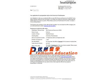 2020offer：恭喜金同学获得南安普顿大学(世界排名：97)金融与经济专业硕士通知书