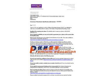 2020offer：恭喜彭同学获得曼彻斯特大学(世界排名：27)组织心理学专业硕士通知书