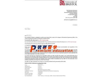2020offer：恭喜祝同学获得布里斯托大学(世界排名：49)生物医学工程专业硕士通知书