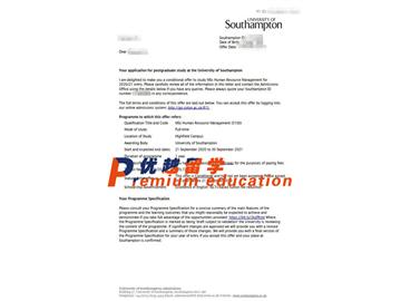 2020offer：恭喜金同学获得南安普顿大学(世界排名：97)人力资源管理专业硕士通知书