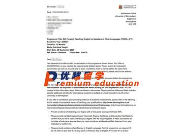 2020offer：恭喜赵同学获得伯明翰大学(世界排名：81)对外英语教学专业硕士通知书
