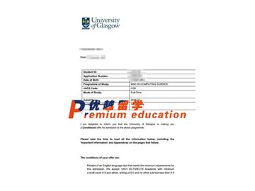 2020offer：恭喜侯同学获得格拉斯哥大学(世界排名：67)计算机学专业硕士通知书