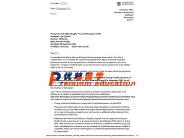 2020offer：恭喜周同学获得伯明翰大学(世界排名：81)金融管理专业硕士通知书