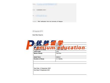 2020offer：恭喜赵同学获得格拉斯哥大学(世界排名：67)全球健康专业硕士通知书