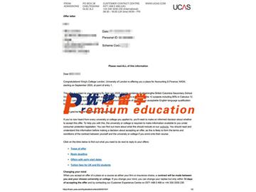2020offer：恭喜孟同学获得伦敦国王学院(世界排名：33)会计与金融专业本科通知书