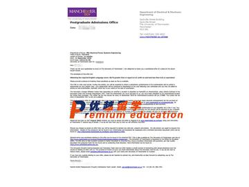 2020offer：恭喜高学获得曼彻斯特大学(世界排名：27)电力系统工程专业本科通知书