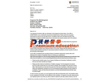 2020offer：恭喜孟同学获得伯明翰大学(世界排名：81)管理专业硕士通知书