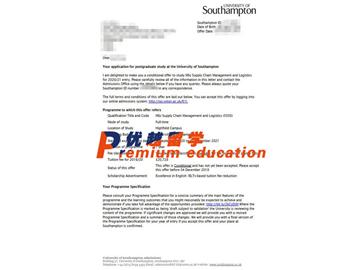 2020offer：恭喜钱同学获得南安普顿大学(世界排名：97)供应链管理与物流专业硕士通知书