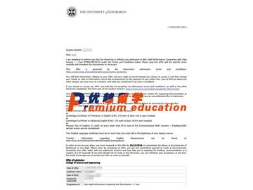 2020offer：恭喜沈同学获得爱丁堡大学(世界排名：20)高性能计算与数据科学专业硕士通知书